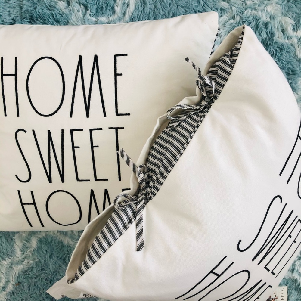 NWT Rae Dunn OverSized Feathered HOME SWEET HOME Decor Pillow - Picture 2 of 6